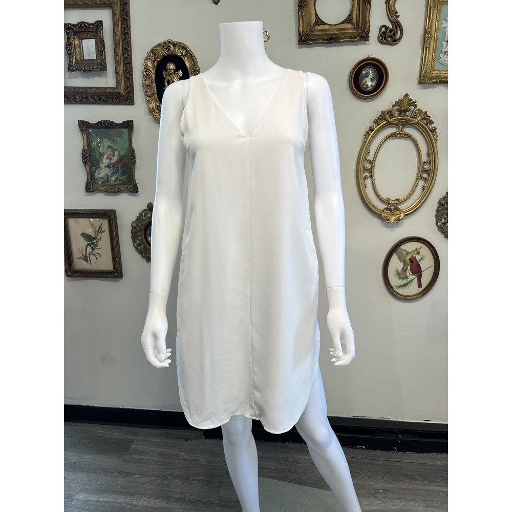 T by Alexander Wang White V-Neck Slouchy Slip Dress Size 2 Flaws
